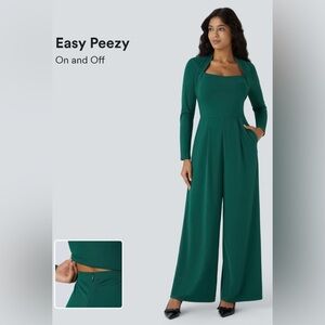 HALARA Long Sleeve Pocket Wide Leg Jumpsuit
